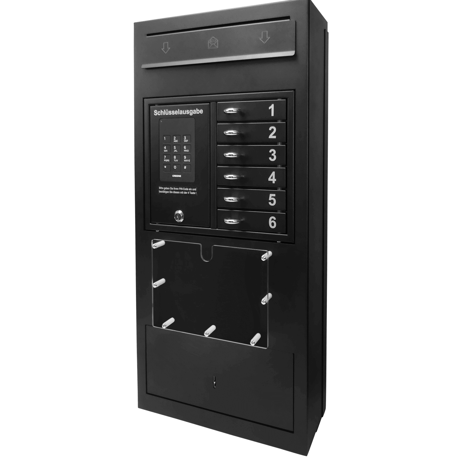 keybox_pro_schwarz_stainless_2 24-Stunden Ausgabe- und Annahmesafe Keybox 9006 B schwarz