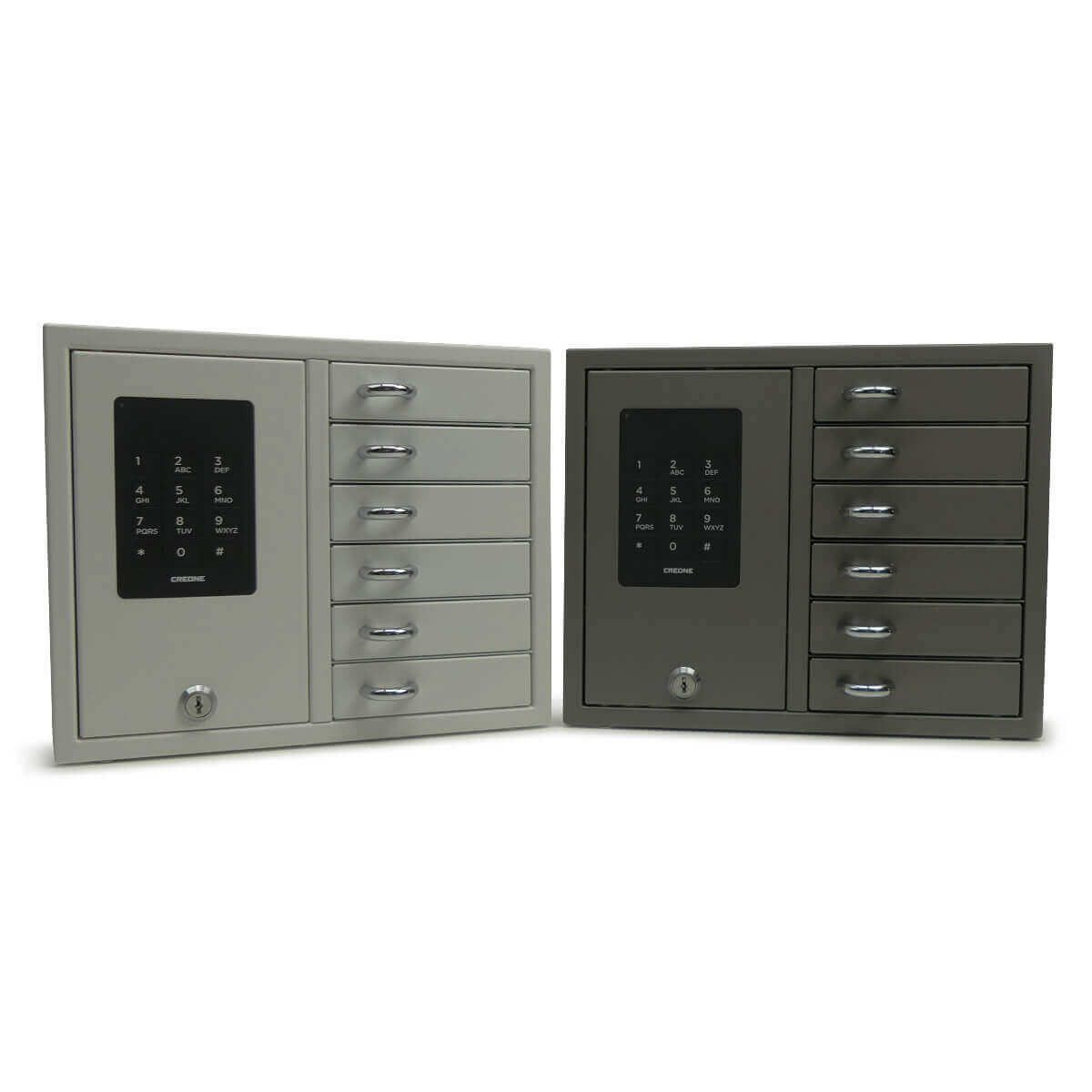 schwarze Keybox 9006 B - (Nr. 141360) BLACK Schlüsselbox mit 6 Fächern -  Fachgröße 15 cm breit, 8 cm tief, 4 cm hoch - Edelstahl und  pulverbeschichtet in Schwarz